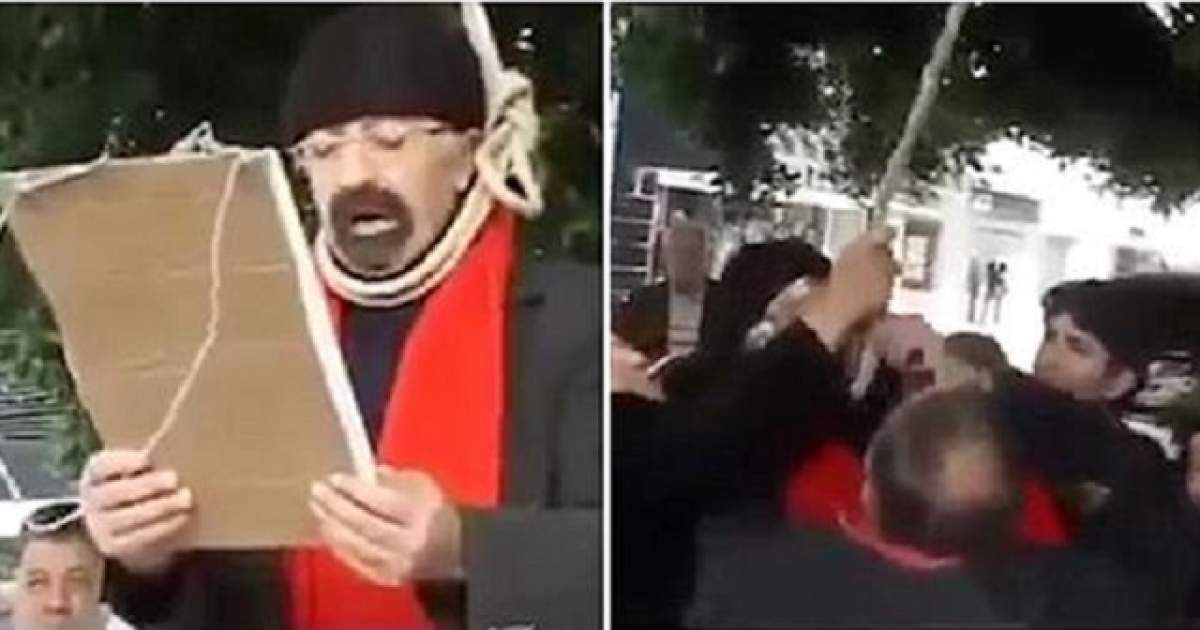 VIDEO / Un bărbat, aproape de SINUCIDERE într-un protest organizat! Imagini TERIFIANTE