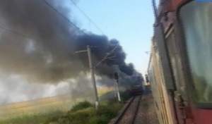 Incediu într-un tren care circula pe ruta Mărășești-Buzău: ”Există pericolul de explozie!”