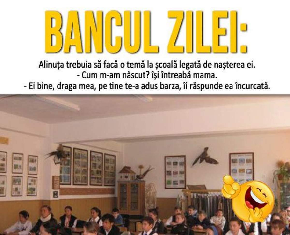 BANCUL ZILEI - JOI: Alinuța trebuia să facă o temă la școală legată de nașterea ei...