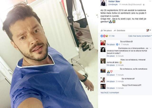 Ce a apărut pe pagina de Facebook a lui Victor Slav după ce a anunţat că Bianca Drăguşanu a născut