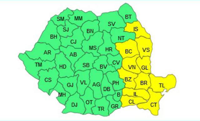 UPDATE: Meteorologii au ANULAT CODUL PORTOCALIU de VISCOL! A fost emis un NOU COD GALBEN de NINSORI! Zonele vizate de avertizare