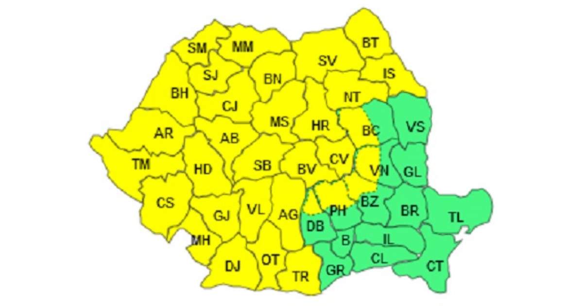 Cod galben de vreme rea! Precipitaţii mixte, vânt şi depunere de polei în mai multe zone ale ţării