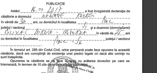 NUNTA ANULUI! Andrei Năstase a depus actele de căsătorie la starea civilă