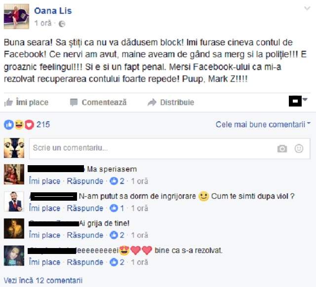 FOTO / Oana Lis, probleme chiar la început de an: "Aveam de gând să merg la poliţie. E un fapt penal!"