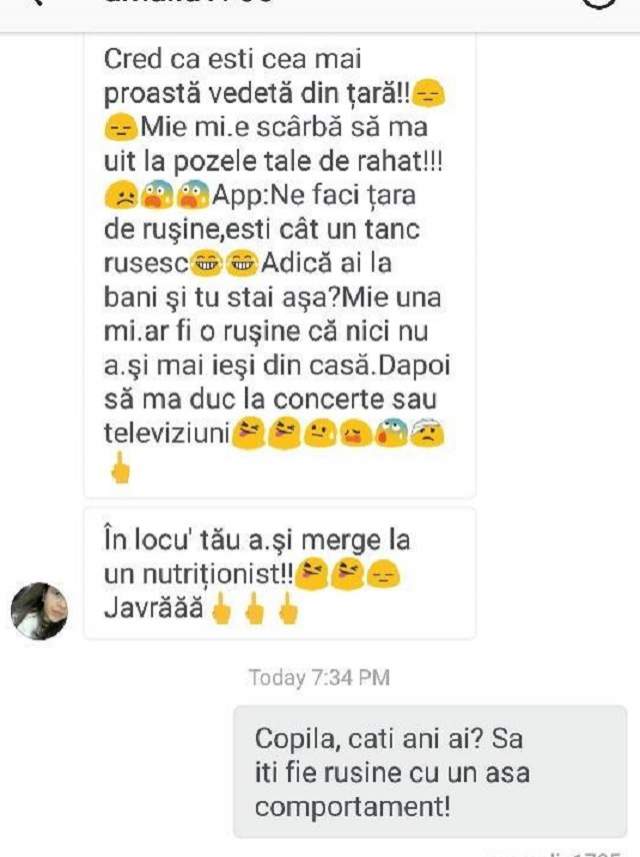 Feli, jignită de o tânără de "maxim 9 ani"! Reacţia cântăreţei după ce a citit mesajul dur