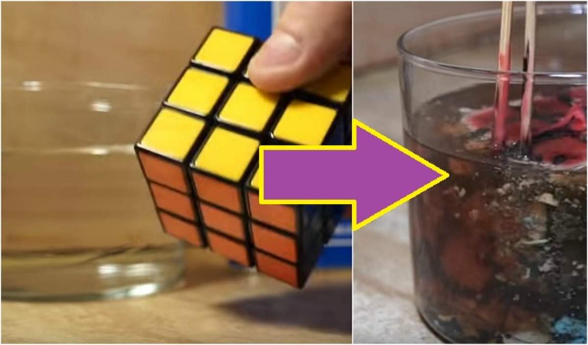 VIDEO / A pus cubul rubik într-un vas cu acetonă. Cum a ajuns cubul după câteva ore, o să te lase mască!