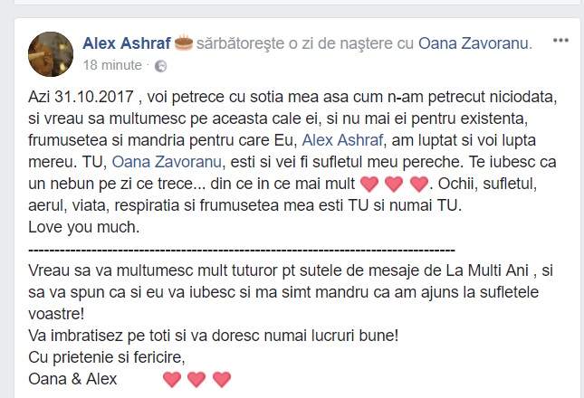 Reacţia lui Alex Ashraf, după ce Oana Zăvoranu a vorbit despre bărbăţia lui!