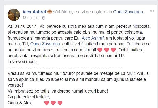 Reacţia lui Alex Ashraf, după ce Oana Zăvoranu a vorbit despre bărbăţia lui!