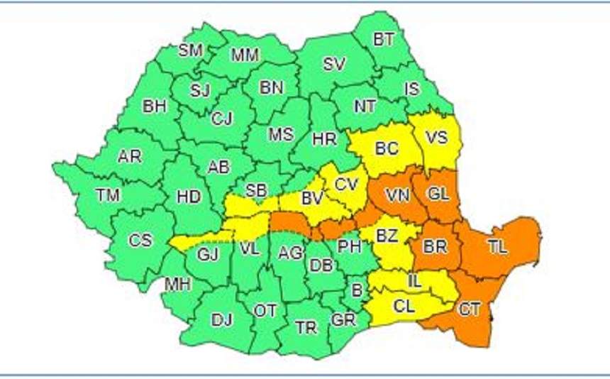 Meteorologii avertizează! Cod PORTOCALIU de ploi și ninsoare în mai multe zone ale țării!