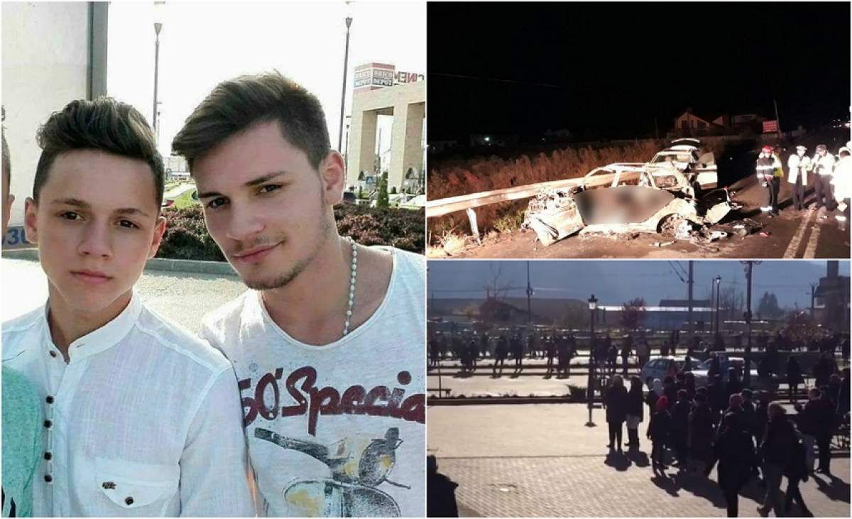 Imagini cutremurătoare de la înmormântarea celor doi frați care au murit în accidentul din Suceava! Sute de oameni au vărsat lacrimi