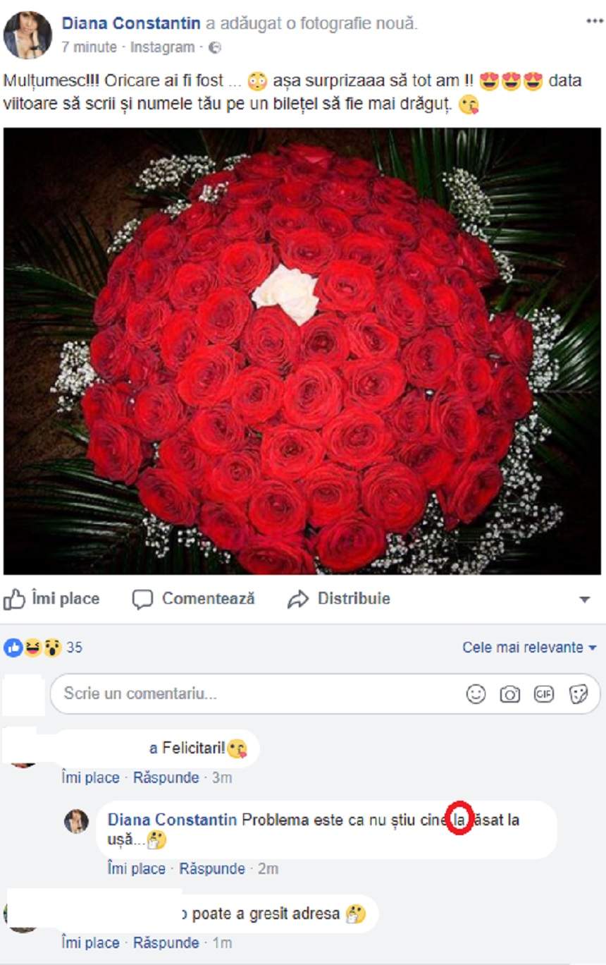 FOTO / Gafă de zile mari! Diana de la ”Insula Iubirii” a vrut să se laude cu florile primite, dar toată lumea râde de ea. Aşa ceva nu se face!