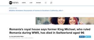 Primele reacții ale presei internaționale după moartea Regelui Mihai I