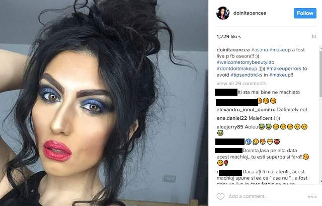 FOTO / Doiniţa Oancea, boită în ultimul hal cu toate produsele de make-up: "Semeni cu Cruella de Vil"