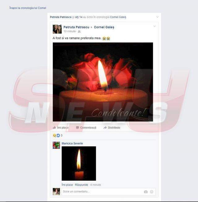 FOTO / Ce a apărut pe pagina de Facebook a lui Cornel Galeș, după ce Ileana Ciuculete a murit!