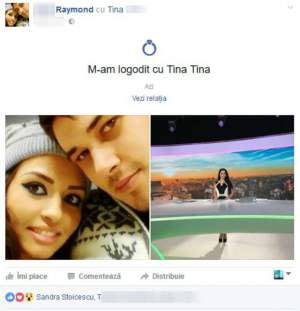 FOTO / Ce a apărut pe paginile de Facebook ale Tinei şi Ray, foşti concurenţi MPFM, după ce şi-au anunţat logodna: "Urmează căsătoria!"
