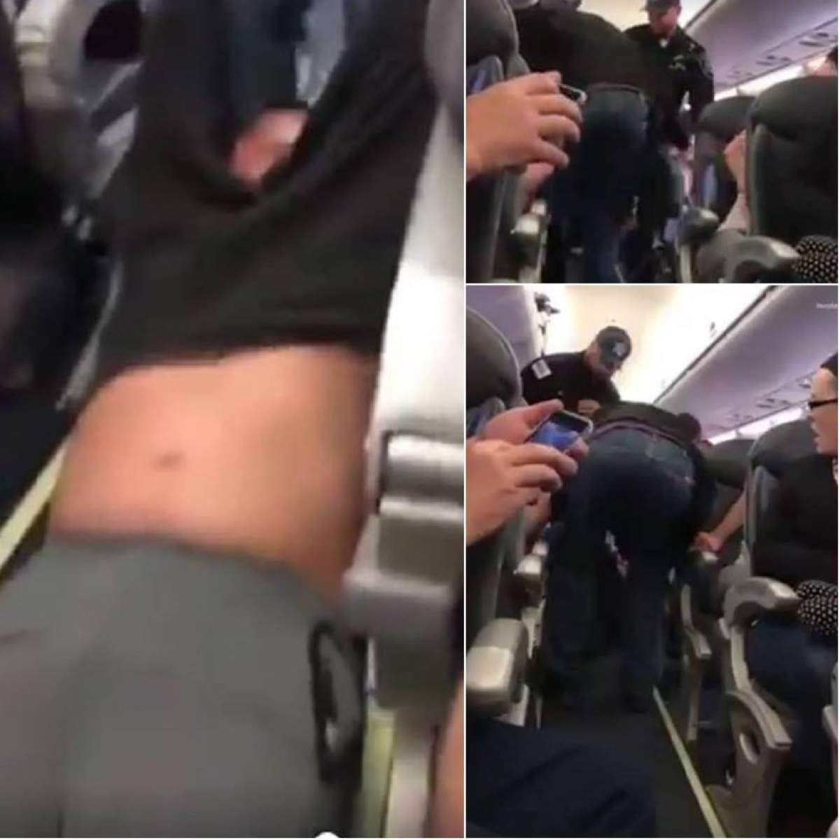 IMAGINI ŞOCANTE! Pasager umilit în ultimul hal în avion. Nu a făcut nimic, dar a fost târât de pază