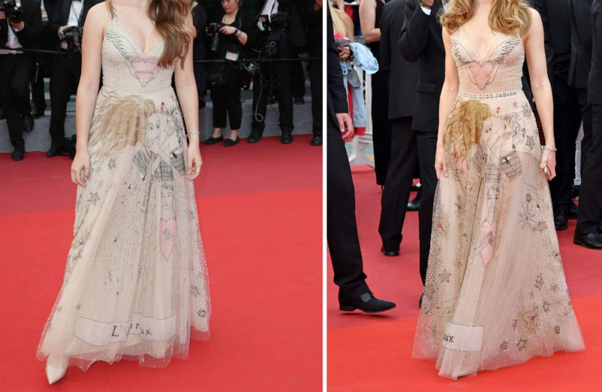 FOTO / Două vedete, îmbrăcate la fel pe covorul roşu de la Cannes! Care a purtat mai bine rochia spectaculoasă?