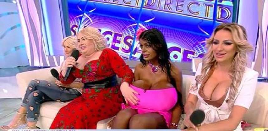 VIDEO / Pipăită în direct!  Viorica de la Clejani, Sânziana Buruiană și Daniela Gyorfi s-au întrecut în sâni cu Martina Big!