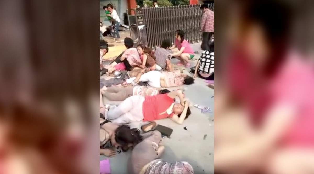 VIDEO ŞOCANT / Imagini însângerate, surprinse imediat după explozia devastatoare din faţa gradiniţei, din China! Copii morţi şi răniţi întinşi pe asfalt