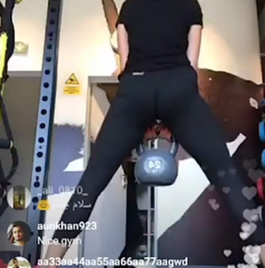 VIDEO / Aşa se întâmplă când îţi iei colanţi prea mulaţi! Alexandra Stan, exerciţii de infarct!