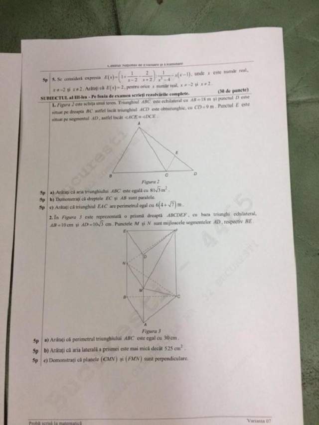 EVALUARE NAŢIONALĂ 2017. Elevii susţin miercuri proba la matematică