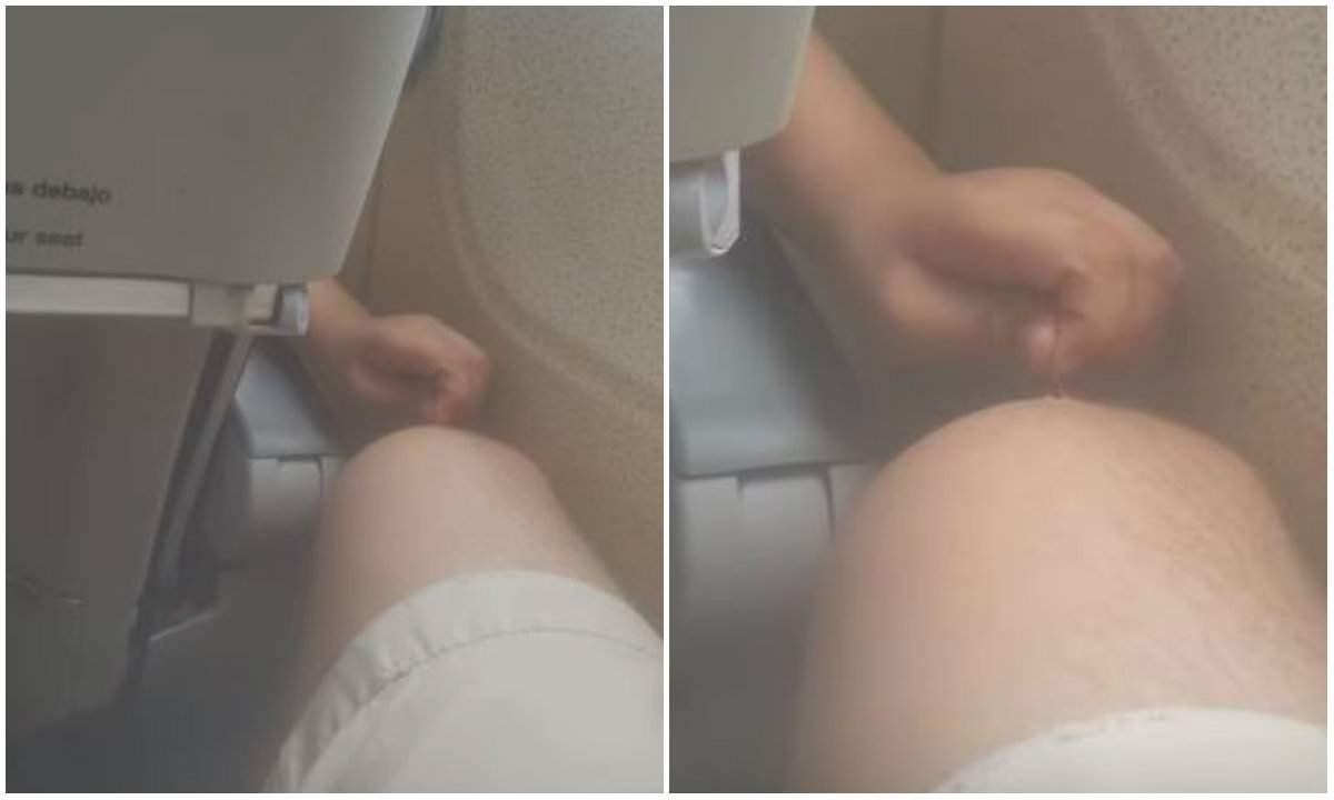 VIDEO / L-a luat somnul în avion și s-a trezit cu niște dureri insuportabile! Ce îi făcea persoana din fața lui