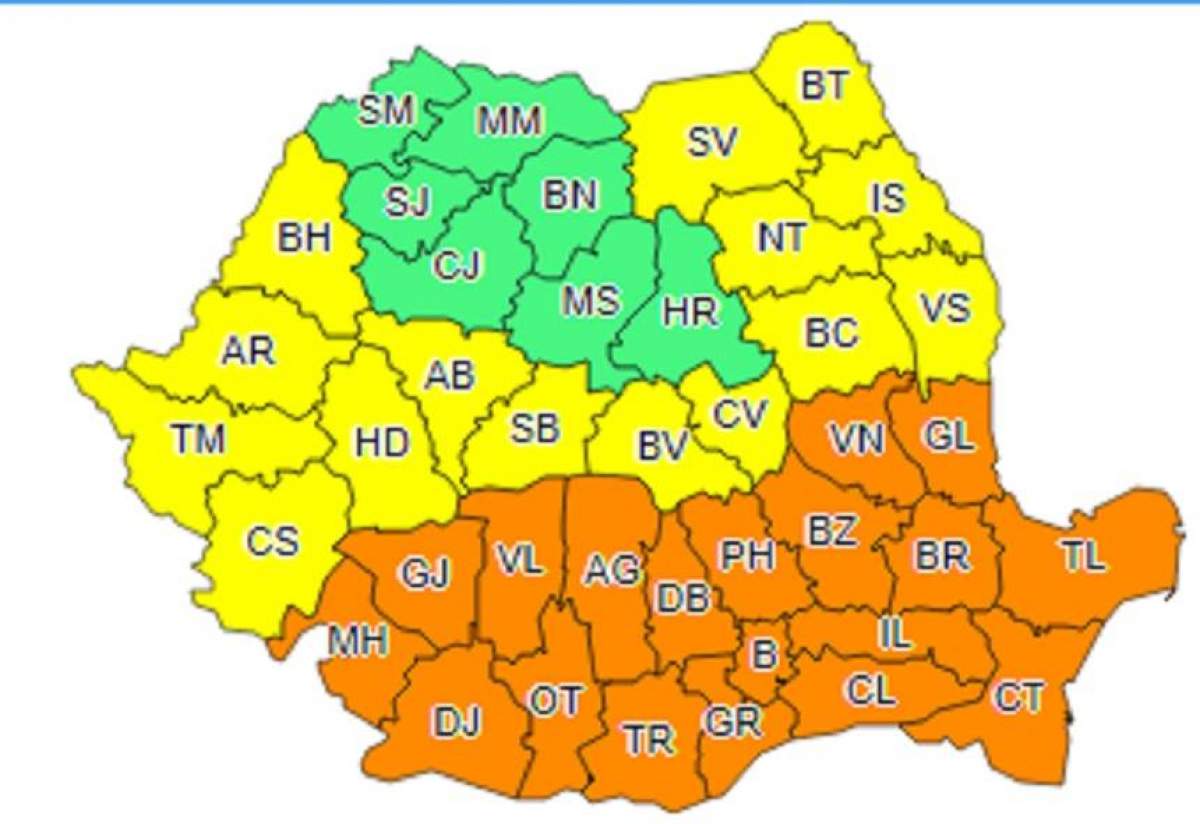 AVERTISMENT METEO / Cod portocaliu şi galben de caniculă