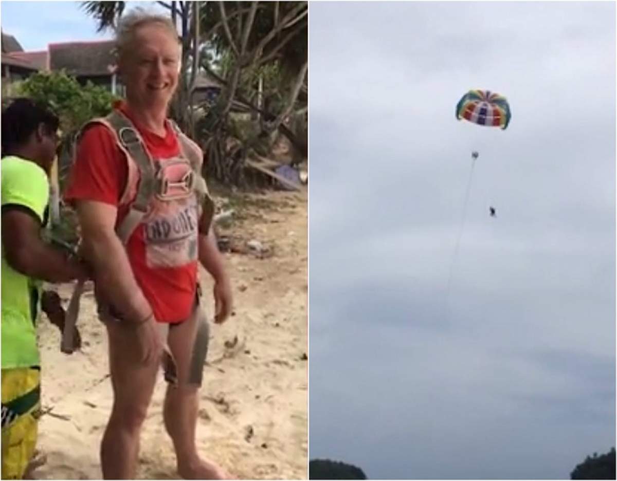 VIDEO ŞOCANT / O femeie şi-a filmat soţul în timp ce se dădea cu paraşuta! Nu îşi imagina ce va urma după ce bărbatul i-a zâmbit în faţa camerei
