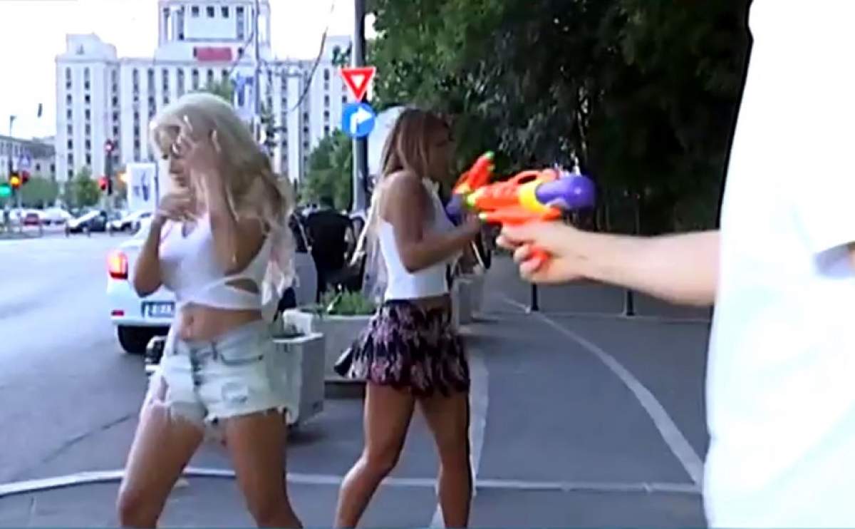 VIDEO / Elena Marin şi dotata Fachira, cea mai sexy STARoganţă! Trecătorii le-au udat "bijuteriile" cu apă