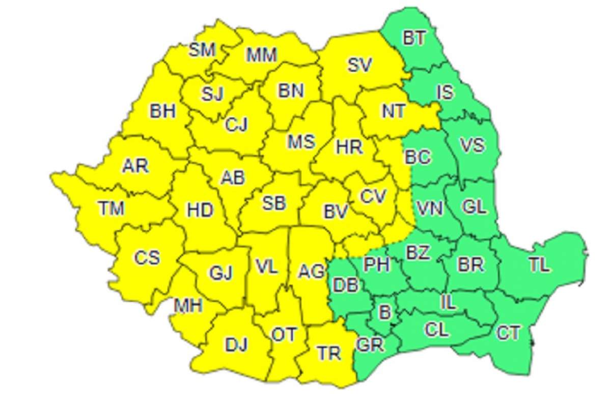 UPDATE: POTOP în România! COD PORTOCALIU de ploi violente, grindină şi furtuni în mai multe judeţe ale ţării