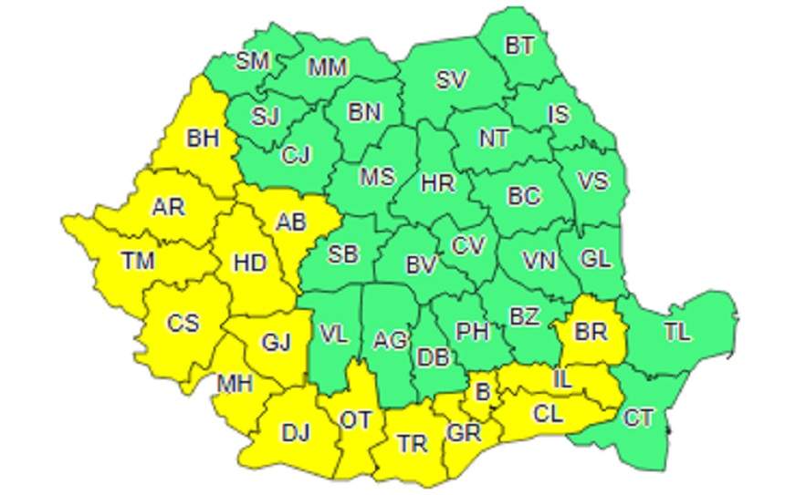 UPDATE: POTOP în România! COD PORTOCALIU de ploi violente, grindină şi furtuni în mai multe judeţe ale ţării