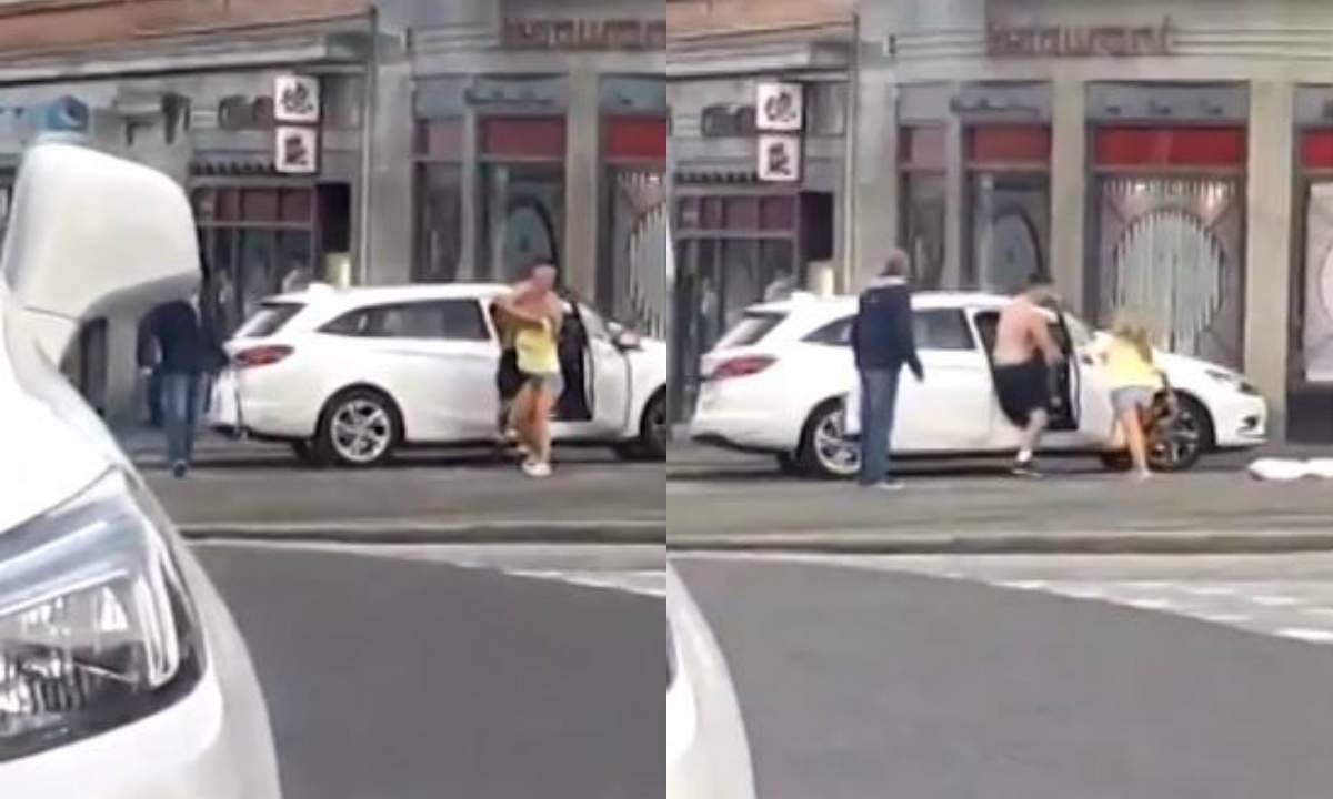 VIDEO / Scene scandaloase în public. Un cuplu s-a luat la bătaie! Gestul disperat făcut de femeie