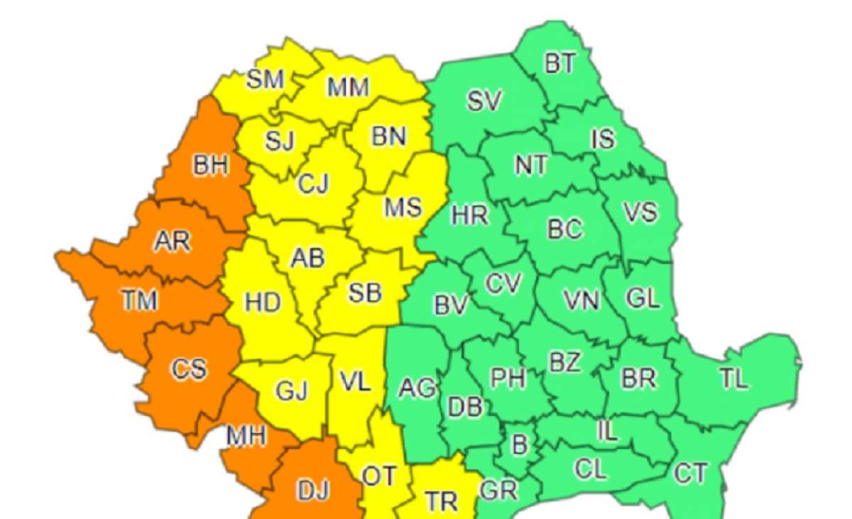 UPDATE: Furtunile vin pe vreme toridă: 6 judeţe, sub COD PORTOCALIU de CANICULĂ, alte 13, sub COD GALBEN