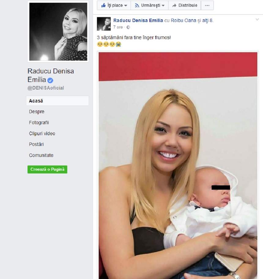 Cu greu îţi stăpâneşti lacrimile! Ce a apărut pe pagina de Facebook a Denisei Răducu la trei săptămâni de când a murit