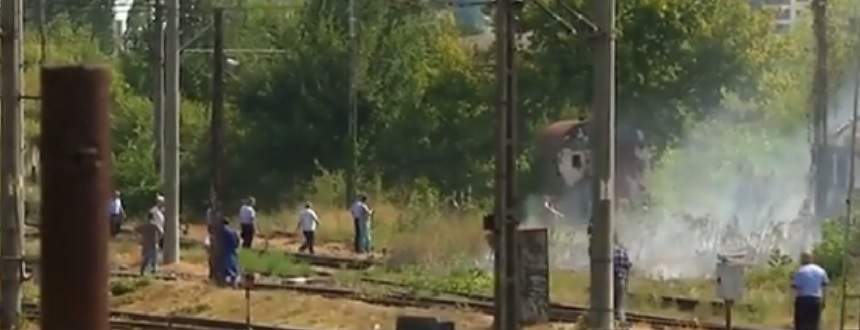 VIDEO / Incendiu în Gara de Nord. Mai multe vagoane au luat foc