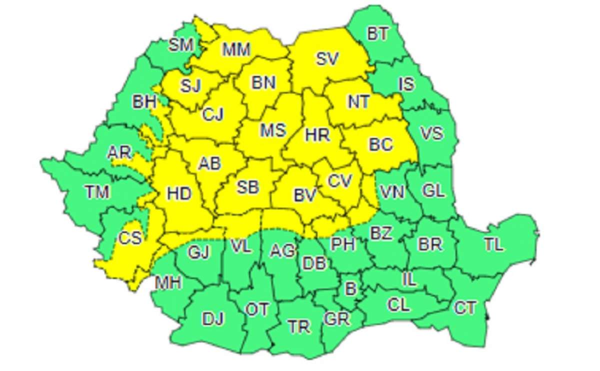 Avertizare meteo. COD GALBEN de furtună și ploi în mai multe județe