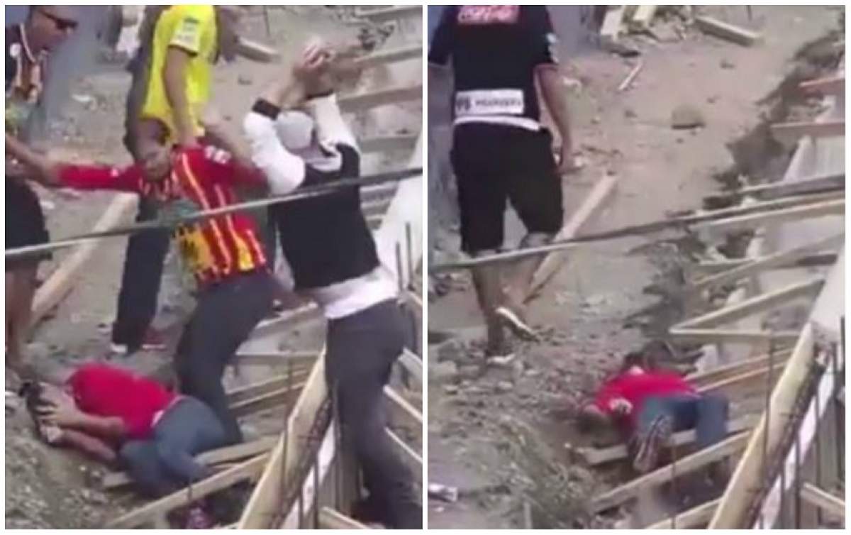 VIDEO / Imagini șocante! Un huligan i-a dat cu un pietroi în cap unui rival. Victima nu se mai putea ridica de la pământ