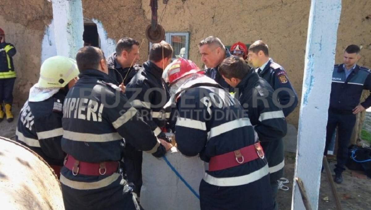 Mobilizare majoră în judeţul Buzău! Pompierii se luptă să scoată un bărbat căzut într-o fântână