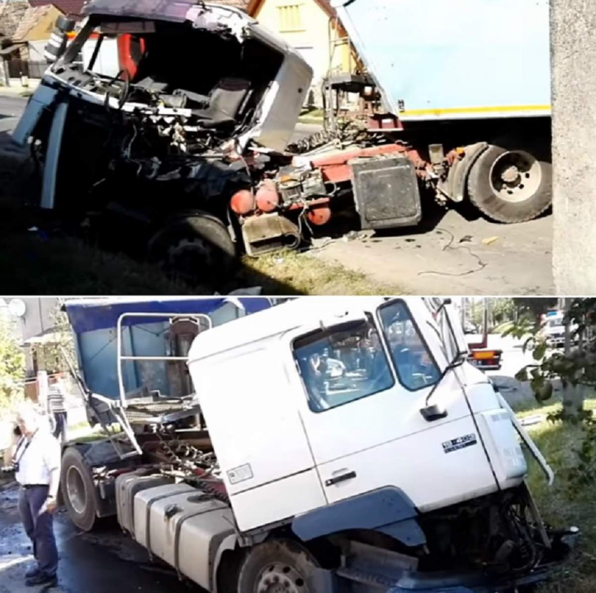 VIDEO / Accident grav în judeţul Mureş! Două TIR-uri s-au zdrobit reciproc