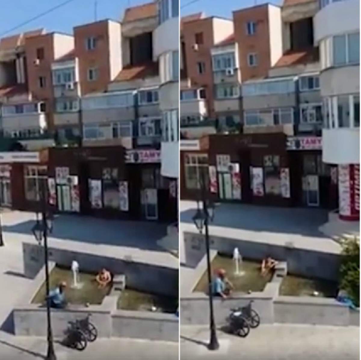 VIDEO / S-a dezbrăcat şi a intrat gol puşcă într-o fântână  din centrul Buzăului!