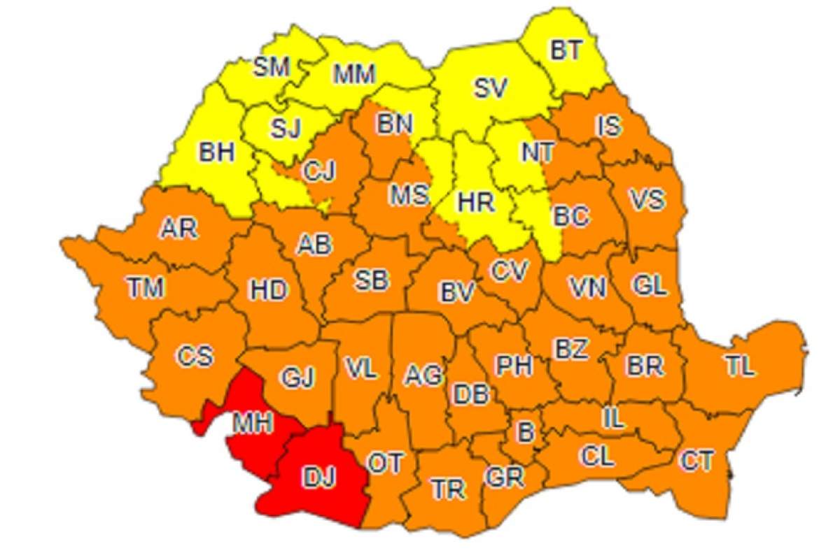 Canicula continuă în România! Două judeţe vor fi sub cod roşu, iar în restul ţării cod portocaliu de căldură