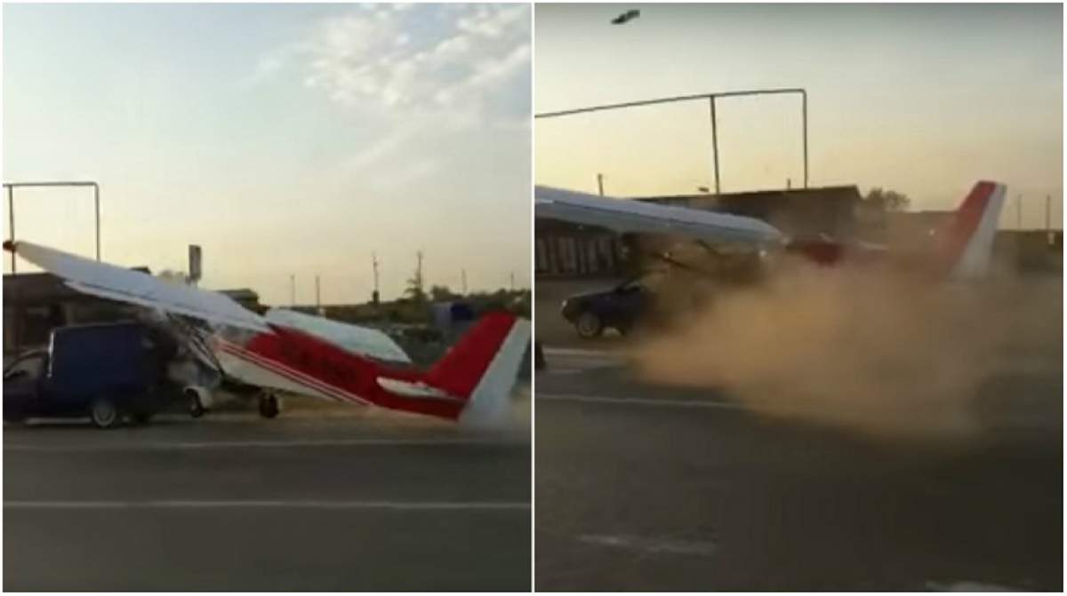 VIDEO / Incident neobișnuit! Un avion a intrat într-o mașină oprită la trecerea de pietoni