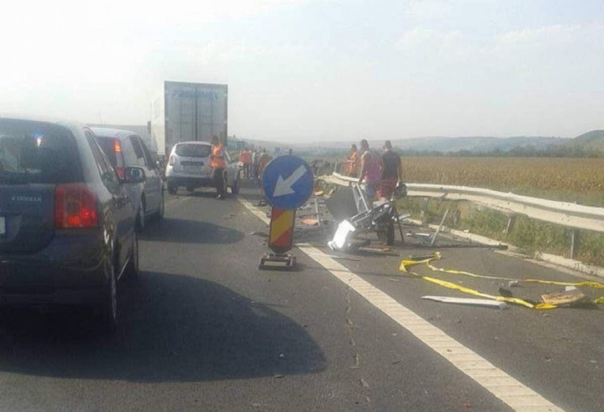 Un polițist a fost spulberat de un TIR pe A1! Traficul este blocat