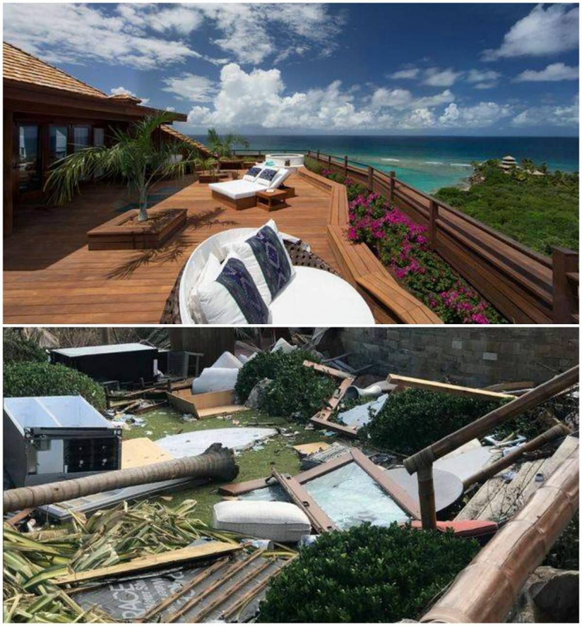 IMAGINI HORROR! Vila de MILIOANE DE DOLARI a magnatului Richard Branson, DEVASTATĂ de uraganul Irma