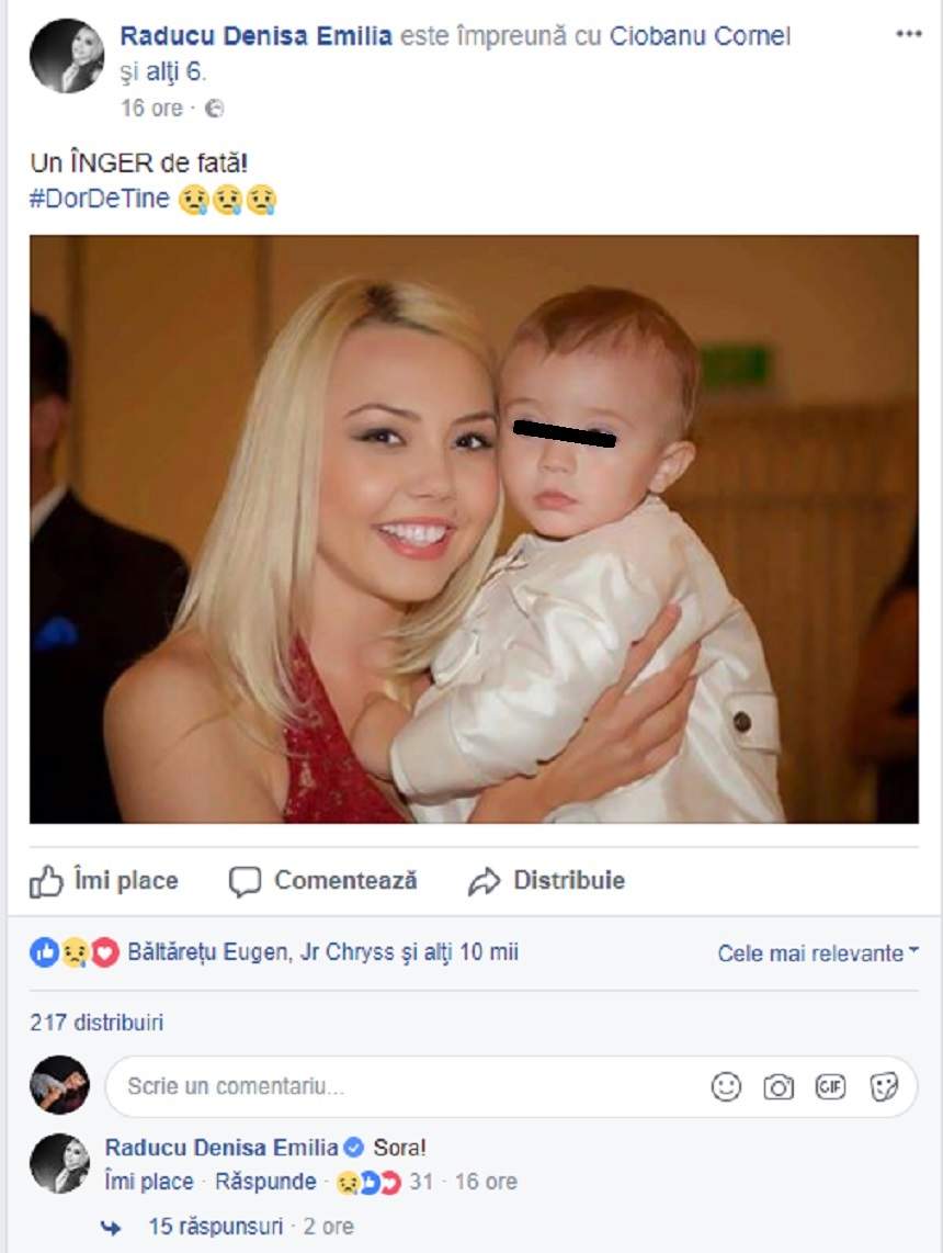 Sora Denisei Manelista nu a mai rezistat de durere! Ce a postat de pe contul vedetei pentru a vedea toată lumea