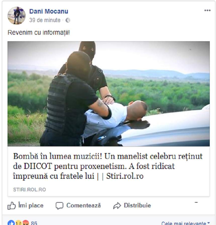 Dani Mocanu, comportament inexplicabil după ce a fost săltat de DIICOT! Ce a făcut manelistul în ultimele ore