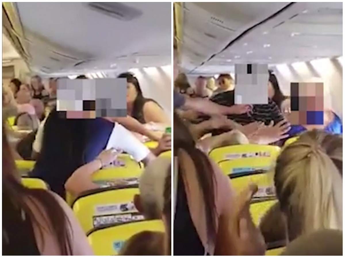 VIDEO / O femeie a sărit la bătaie în avion. Pasagerii au rămas șocați când au văzut: ”Cred că era moartă de beată”