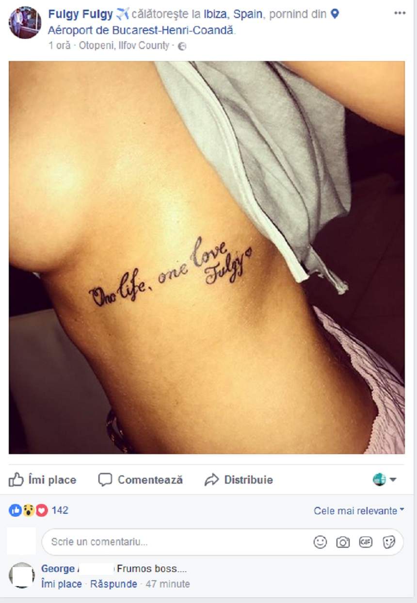 S-au împăcat din nou şi bruneta şi-a făcut tatuaj cu numele lui?! Fulgy a făcut publică poza cu desenul făcut într-o zonă intimă