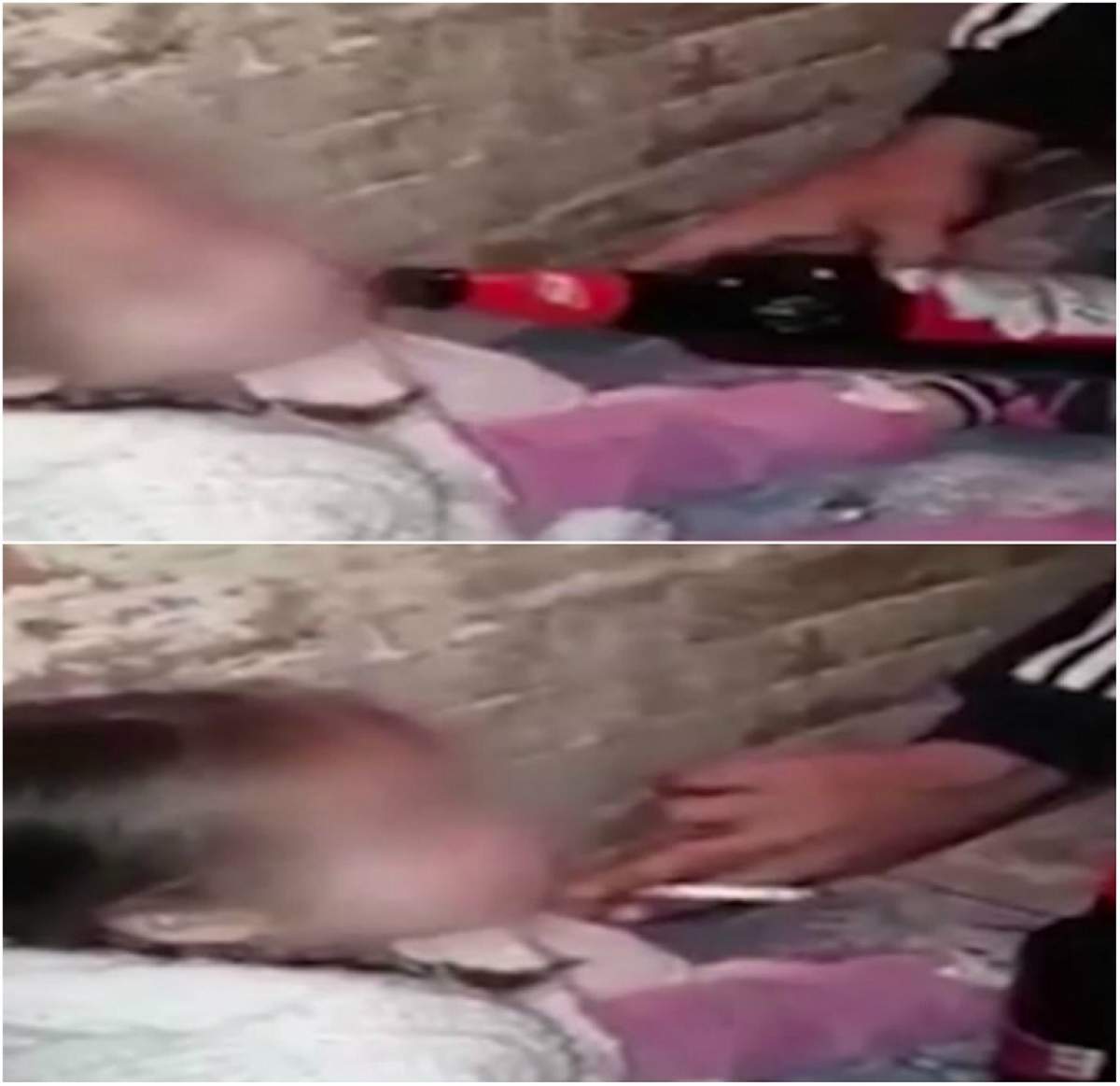 VIDEO / Șocant! O fetiță este forțată de părinții ei să bea alcool și să consume droguri