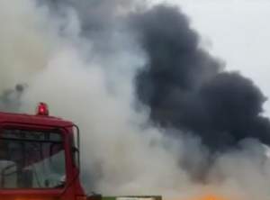 VIDEO / Incendiu de proporţii în Timişoara, într-o zonă cu deşeuri toxice! Flăcările puternice au atins 4 metri înălţime